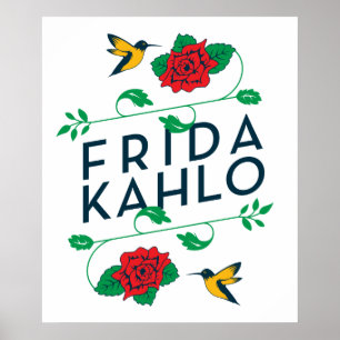 Frida Kahlo   Typografi för Blommigt Poster