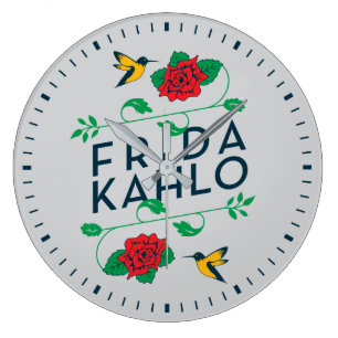 Frida Kahlo   Typografi för Blommigt Stor Klocka