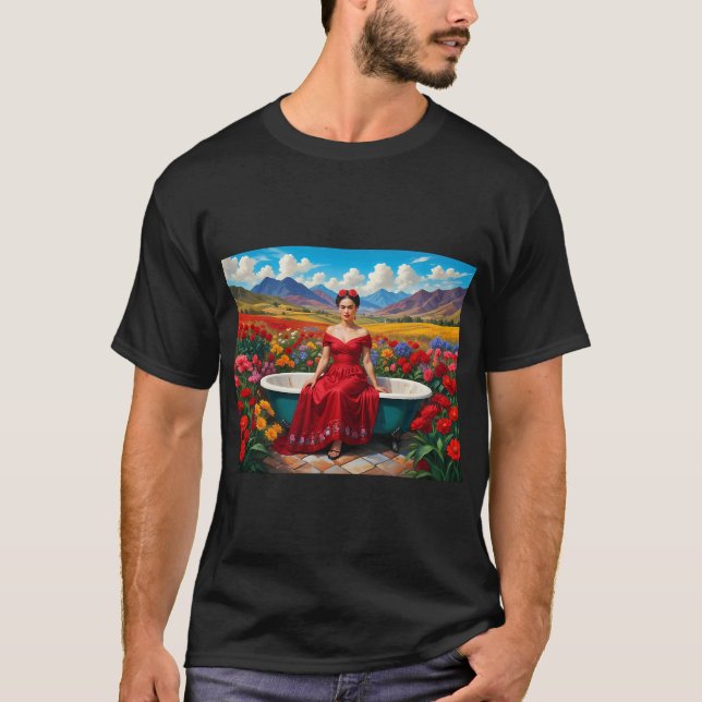 Frida Kahlo vilda blommor T Shirt (Framsida)