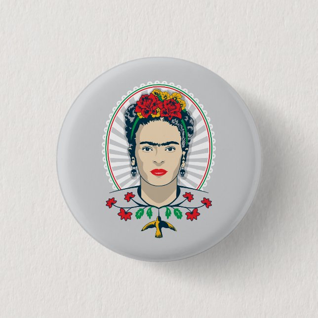 Frida Kahlo | Vintage Blommig Knapp (Framsida)