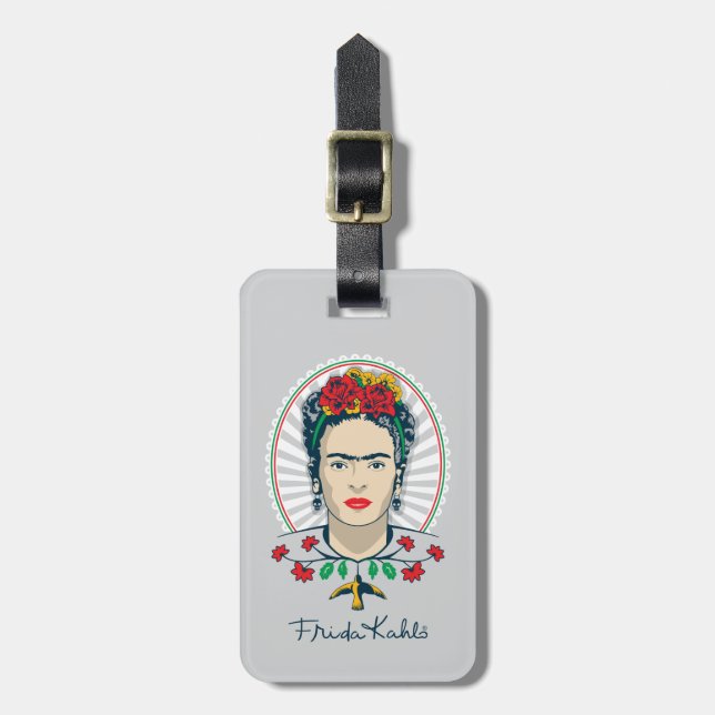 Frida Kahlo | vintageblommigt Bagagebricka (Vertikal Framsida)