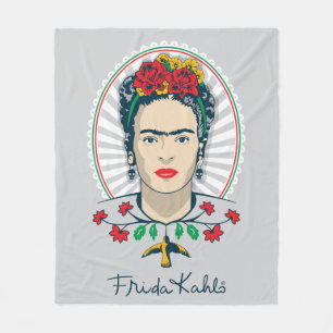 Frida Kahlo   vintageblommigt Fleecefilt