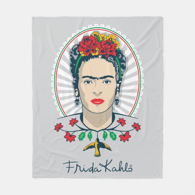 Frida Kahlo | vintageblommigt Fleecefilt (Framsidan)