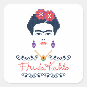 Frida Kahlo   Viva Mexiko Fyrkantigt Klistermärke