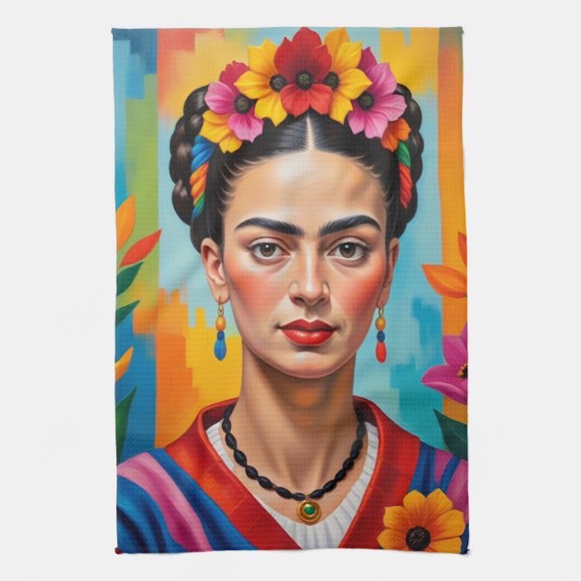 Frida Kohlo Pop Art Deco Painting Kitchen Towel Kökshandduk (Vertikal)