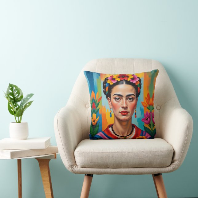 Frida Kohlo Pop Art Deco Painting Kudde (Stol)