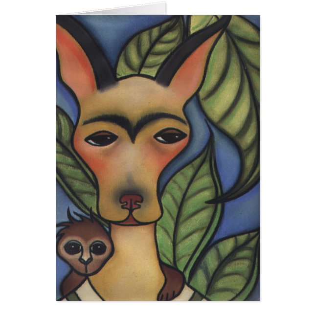 Frida med apan hälsningskort (Framsidan)