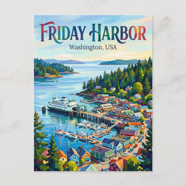 Friday Harbor, Washington USA -> Friday Harbor, Wa Vykort (Framsida)