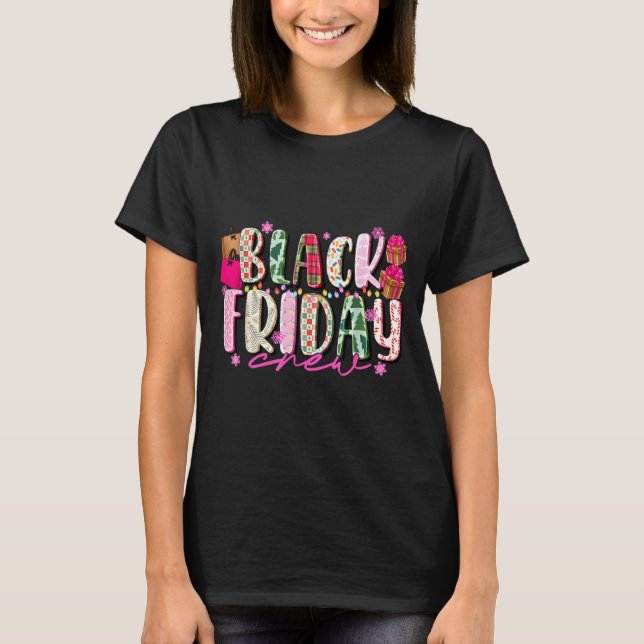 Friday Shopng Crew Christmas Lights Black Shopng F T Shirt (Framsida)