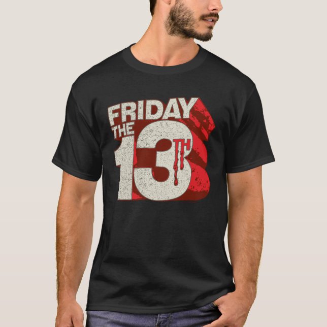 Friday the 13th | Bleeding Stacked 3D Logo T Shirt (Framsida)