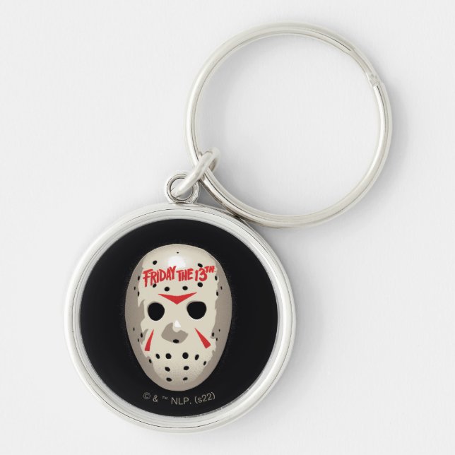 Friday the 13th | Hockey Mask Graphic Rund Silverfärgad Nyckelring (Framsidan)