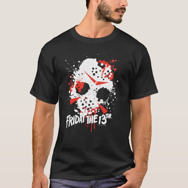 Friday the 13th | Paint Splatter Hockey Mask T Shirt (Framsida)