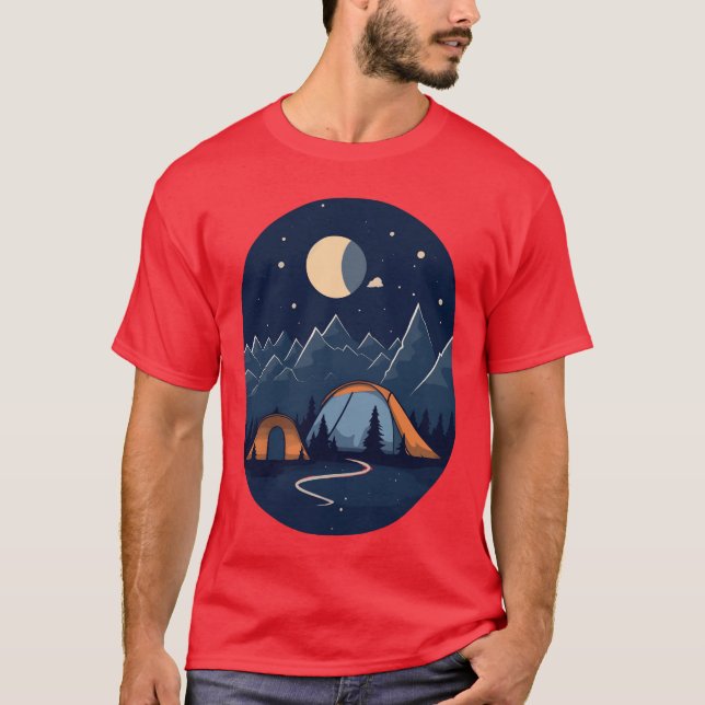 Fridfull Ensamhet Modern Styling Camping T Shirt (Framsida)