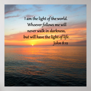FRIDFULL JOHN 8:12SOLUPPGÅNG ÖVER HAV POSTER
