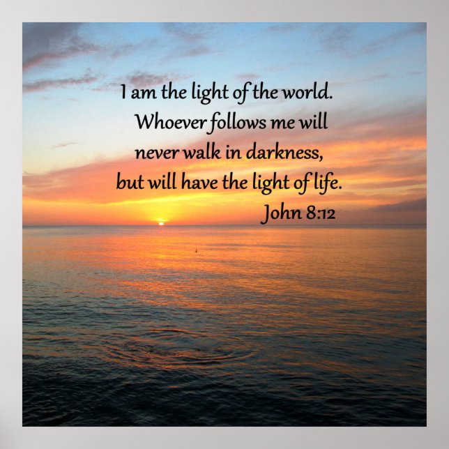 FRIDFULL JOHN 8:12SOLUPPGÅNG ÖVER HAV POSTER (Framsidan)