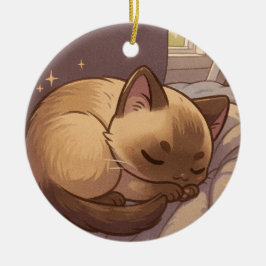 Fridfull siamesisk kattunge  julgransprydnad keramik