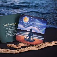 Fridfull Yoga Meditation Månljust Himmel Hav Stran