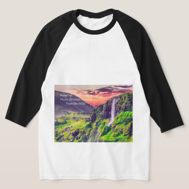 Fridfullt vattenfall och bergslandskap | Avslappni T Shirt (Laydown)