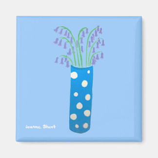 Fridge Art: Många pots of Blue Klockor Magnet