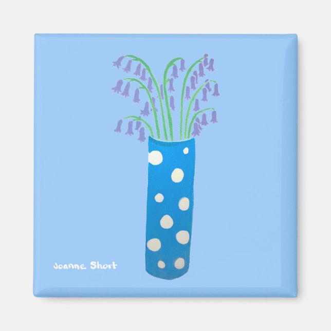 Fridge Art: Många pots of Blue Klockor Magnet (Framsidan)
