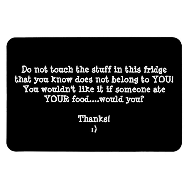 Fridge Food Thief Warning-Customize it. Magnet (Horisontell)