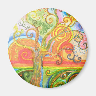 Fridge Magnet med Psychedelic Träd Design