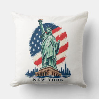 Fridrottens staty New York USA Flag Kuddöverdrag Kudde