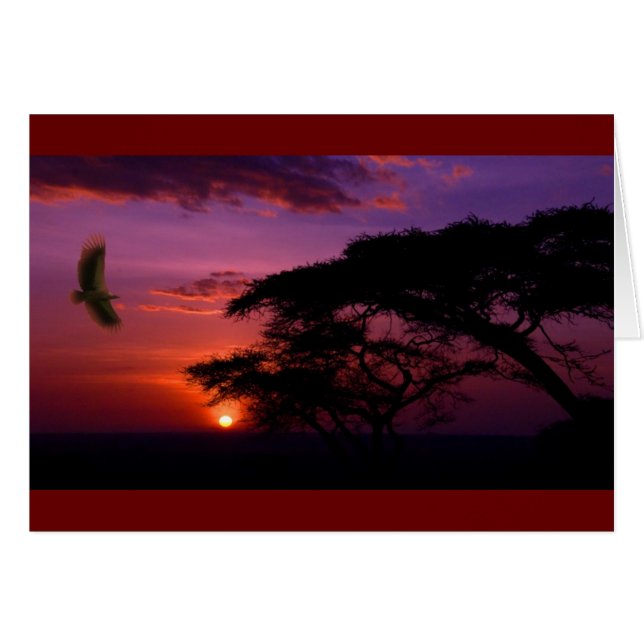 Fridsam purpurfärgad solnedgång hälsningskort (Framsidan Horizontal)