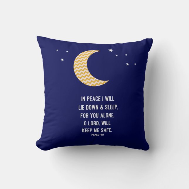 Fridsam sömn, måne, marinbakgrundsVerse Kudde (Framsida)