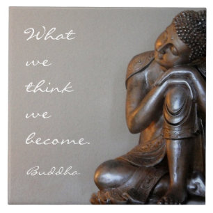 Fridsamt silver Buddha med ord av vishet Kakelplatta