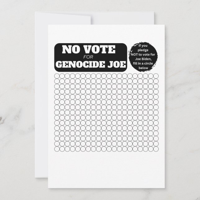 FRIE PALESTINE - No Vote of Genocide Joe - Pledge Inbjudningar (Framsida)