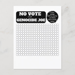 FRIE PALESTINE - No Vote of Genocide Joe - Pledge Vykort