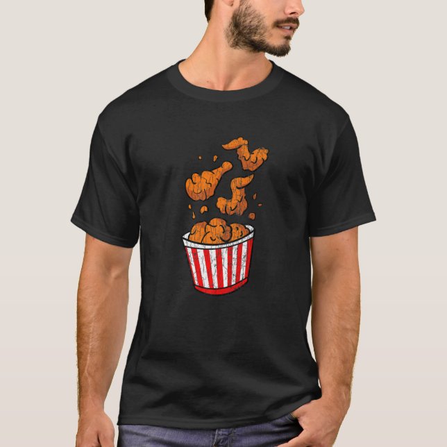 Fried Chicken Bucket Funny Eater Älskare Graphic T Shirt (Framsida)