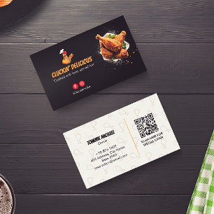 Fried Chicken Business Minimalistisk streckkod f Visitkort