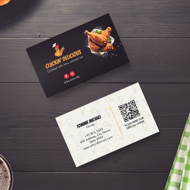 Fried Chicken Business | Minimalistisk streckkod f Visitkort (Skapare uppladdad)