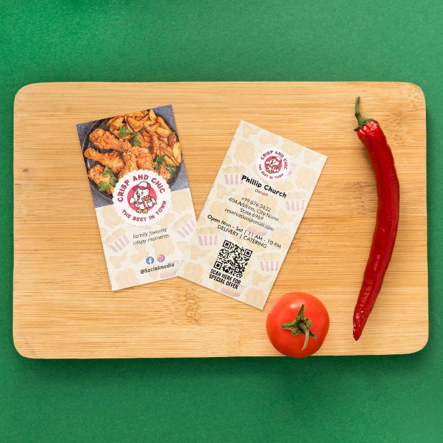 Fried Chicken Business | Modern Bright Barcode Visitkort (Skapare uppladdad)