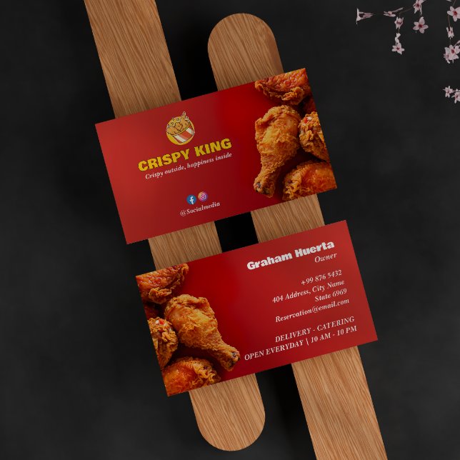 Fried Chicken Business | Modern Bright Red Visitkort (Skapare uppladdad)