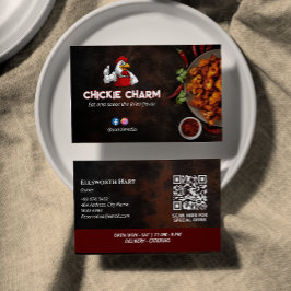 Fried Chicken Business | Red mörk Barcode Visitkort