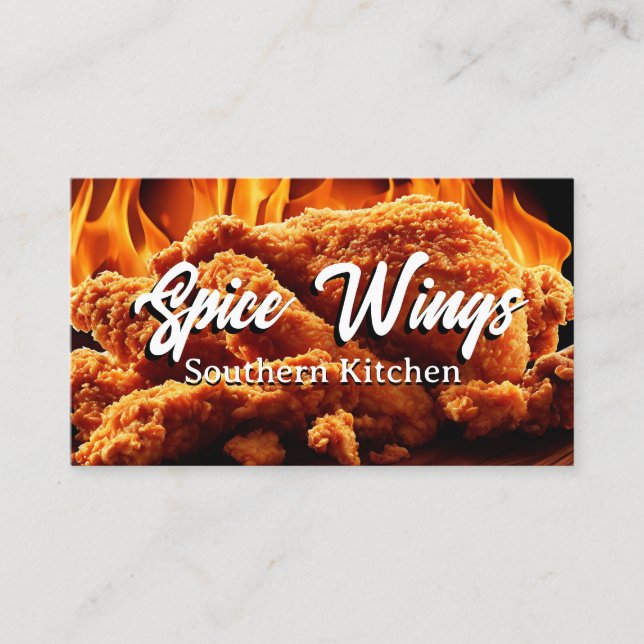 Fried Chicken Fire Background Visitkort (Framsida)
