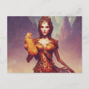 Fried Chicken Goddes Postcard Vykort