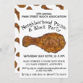 Fried Chicken Leg Picnic Cookout Block Party Inbjudningar