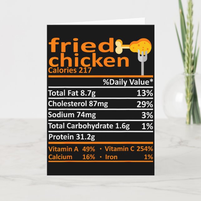 Fried Chicken Nutrition Food Facts Thanksgiving Fu Kort (Framsida)