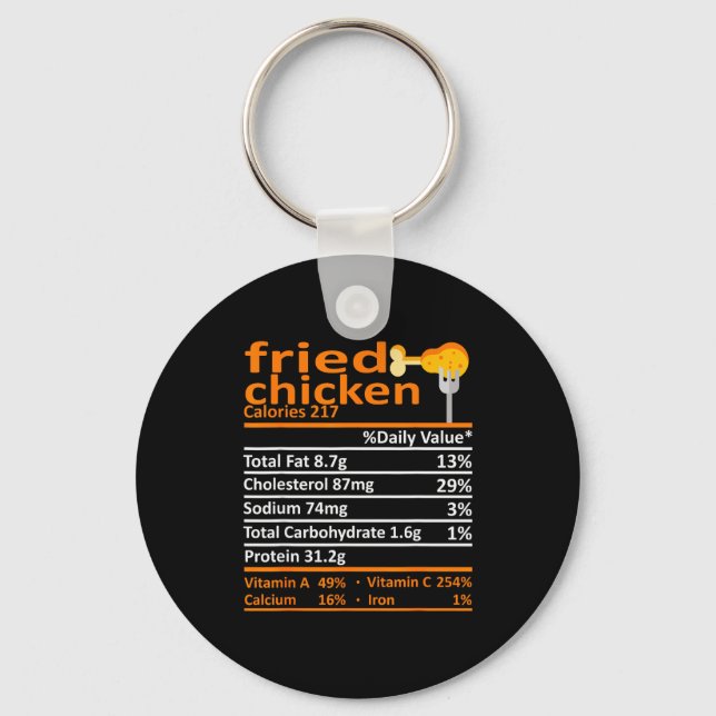 Fried Chicken Nutrition Food Facts Thanksgiving Fu Nyckelring (Framsida)