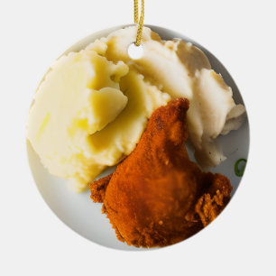Fried Chicken och Mashpotatis Jul Julgransprydnad Keramik