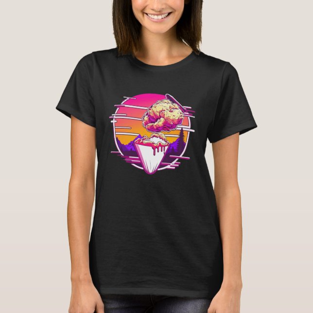 Fried Chicken Synthwave 80s Retrowave Aesthetic T Shirt (Framsida)