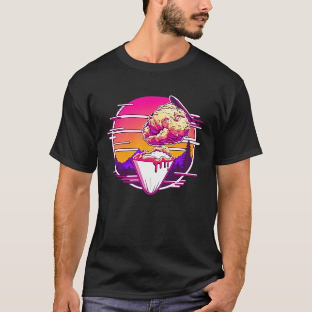 Fried Chicken Synthwave 80s Retrowave Aesthetic T Shirt (Framsida)
