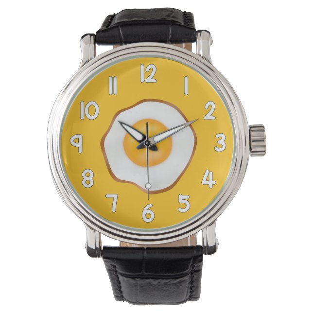 Fried Egg Wrist Watch – Fun Breakfast Inspired Tim Armbandsur (Framsida)
