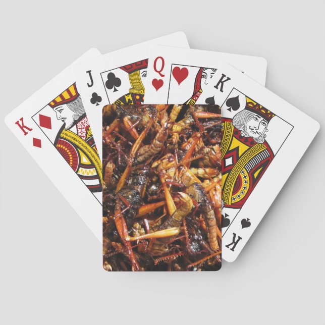 Fried Grashopper (Takkataen Thot), asiatisk mat Casinokort (Baksidan)