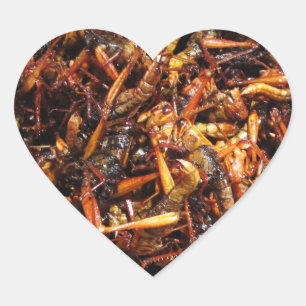 Fried Grashopper (Takkataen Thot), asiatisk mat Hjärtformat Klistermärke