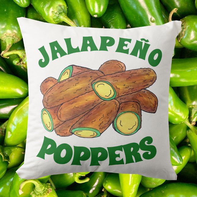 Fried Jalapeño Poppers Grönt Hett Jalapeno Pepper Kudde (Jalapeno Popper Pillow)